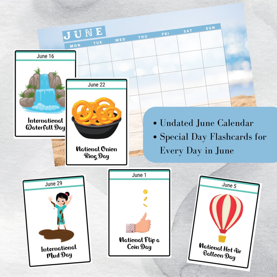 June National Days Flashcards and FREE Undated June Printable Etsy