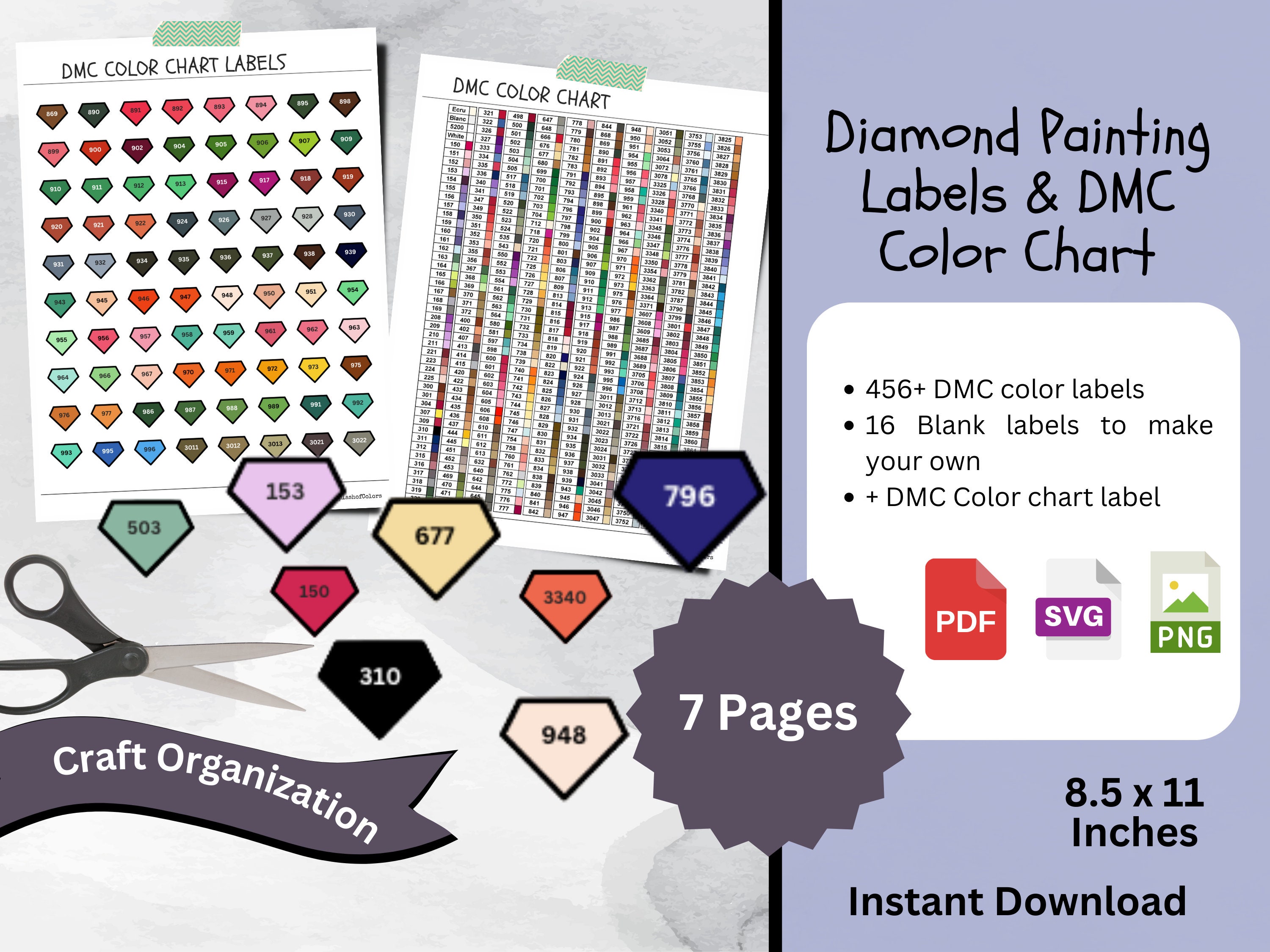 DD diamond Dots Labels/stickers With Dmc Conversion Diamond Painting Labels  Spare Drill Storage 