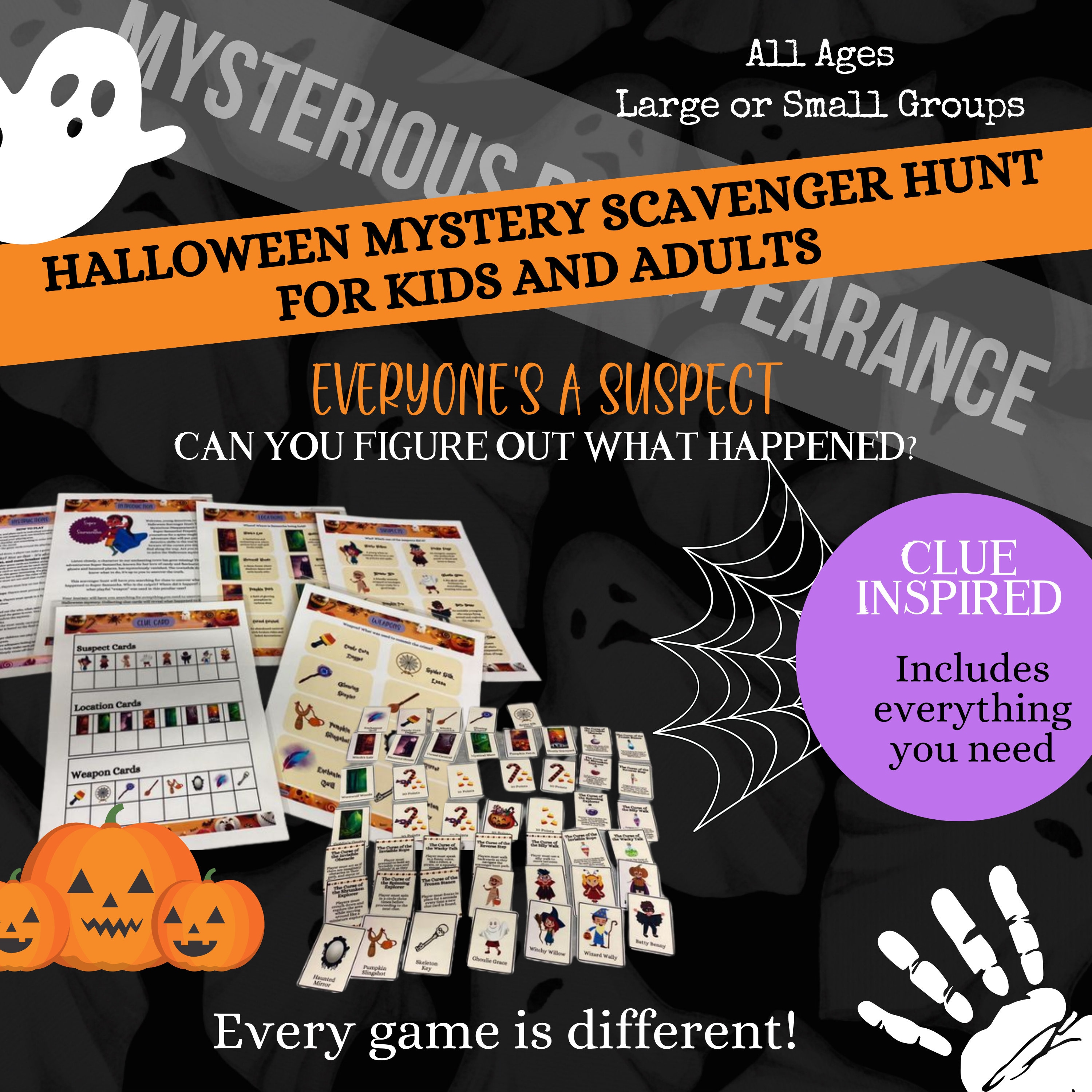 Clued-In Murder Mystery Scavenger Hunt - Printable Party Game