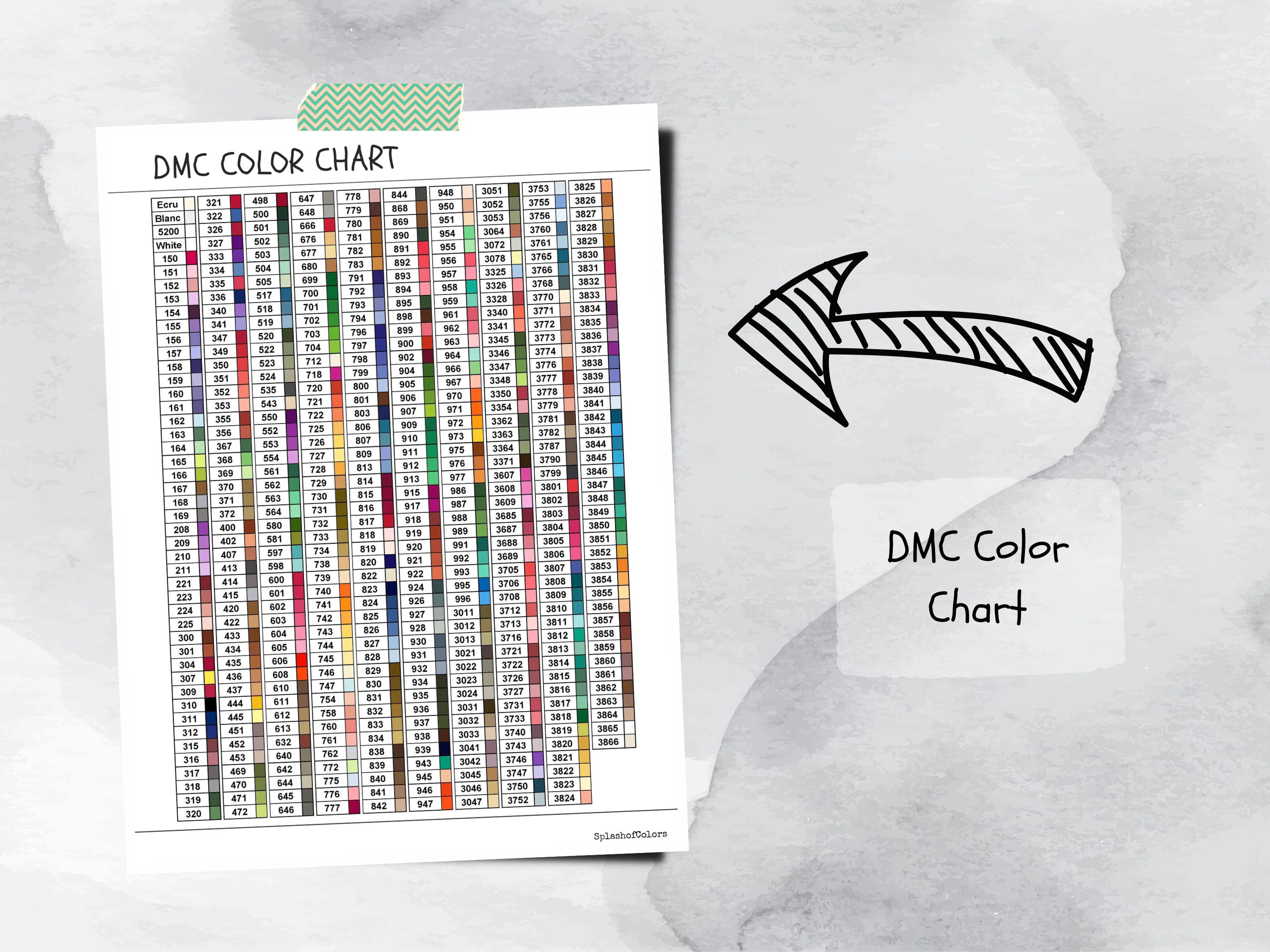 Printable DMC Color Label Stickers and DMC Color Chart, Drill Labels
