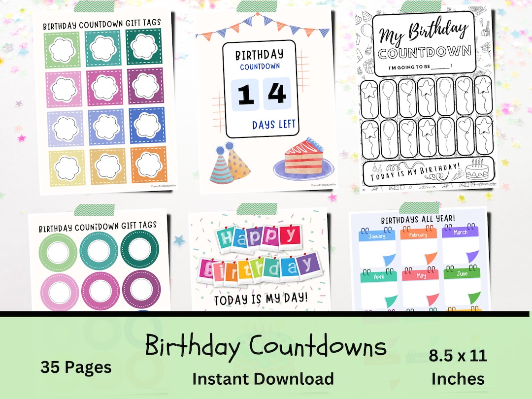 Printable Birthday Countdowns for Kids and Adults Fun - Etsy