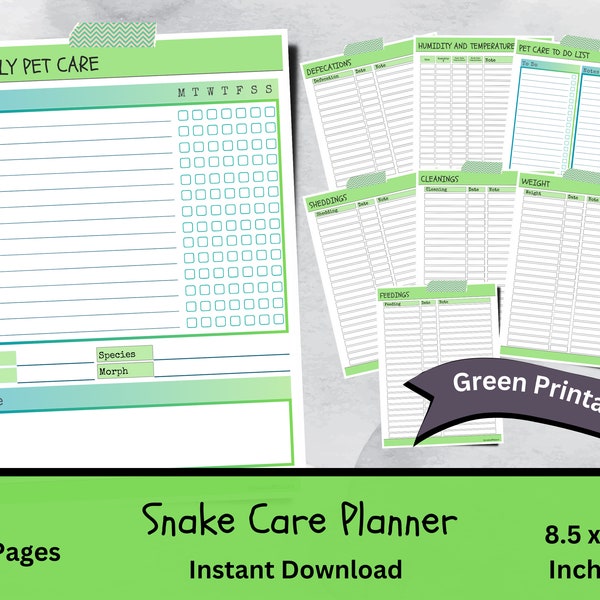 Reptile Care Sheet for Pet Etsy