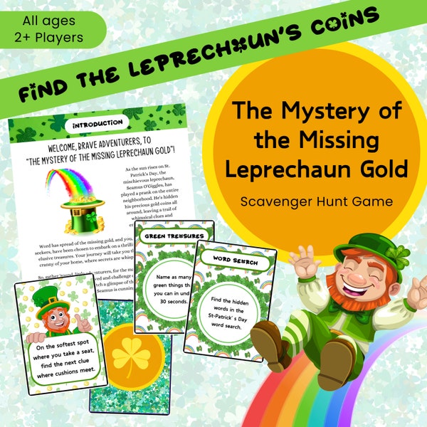 St. Patrick's Day Scavenger Hunt: Find the Leprechaun's Gold - Printable Game