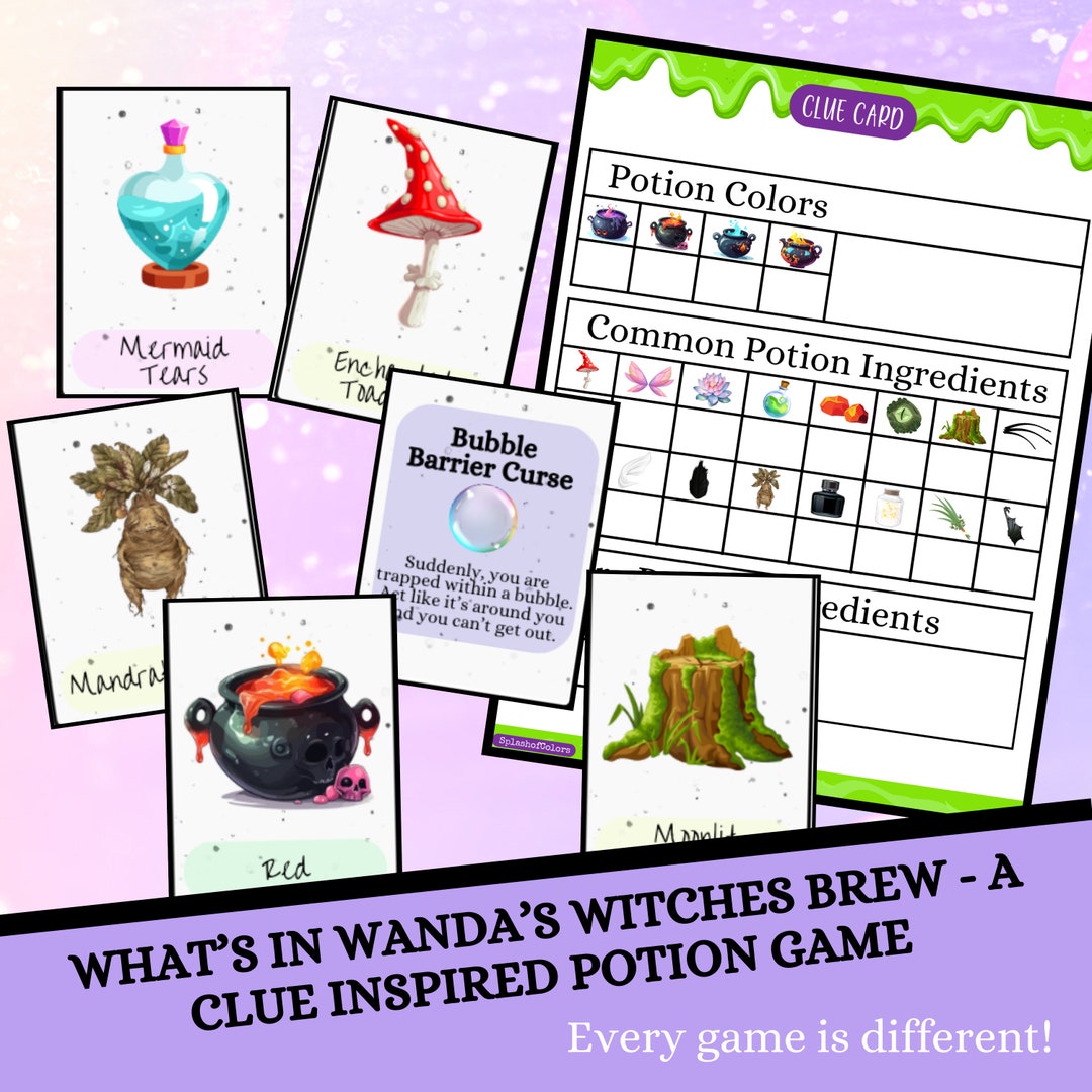 Witch's Brew Game Printable, Magic Potion Hunt, Scavenger Hunt Clues