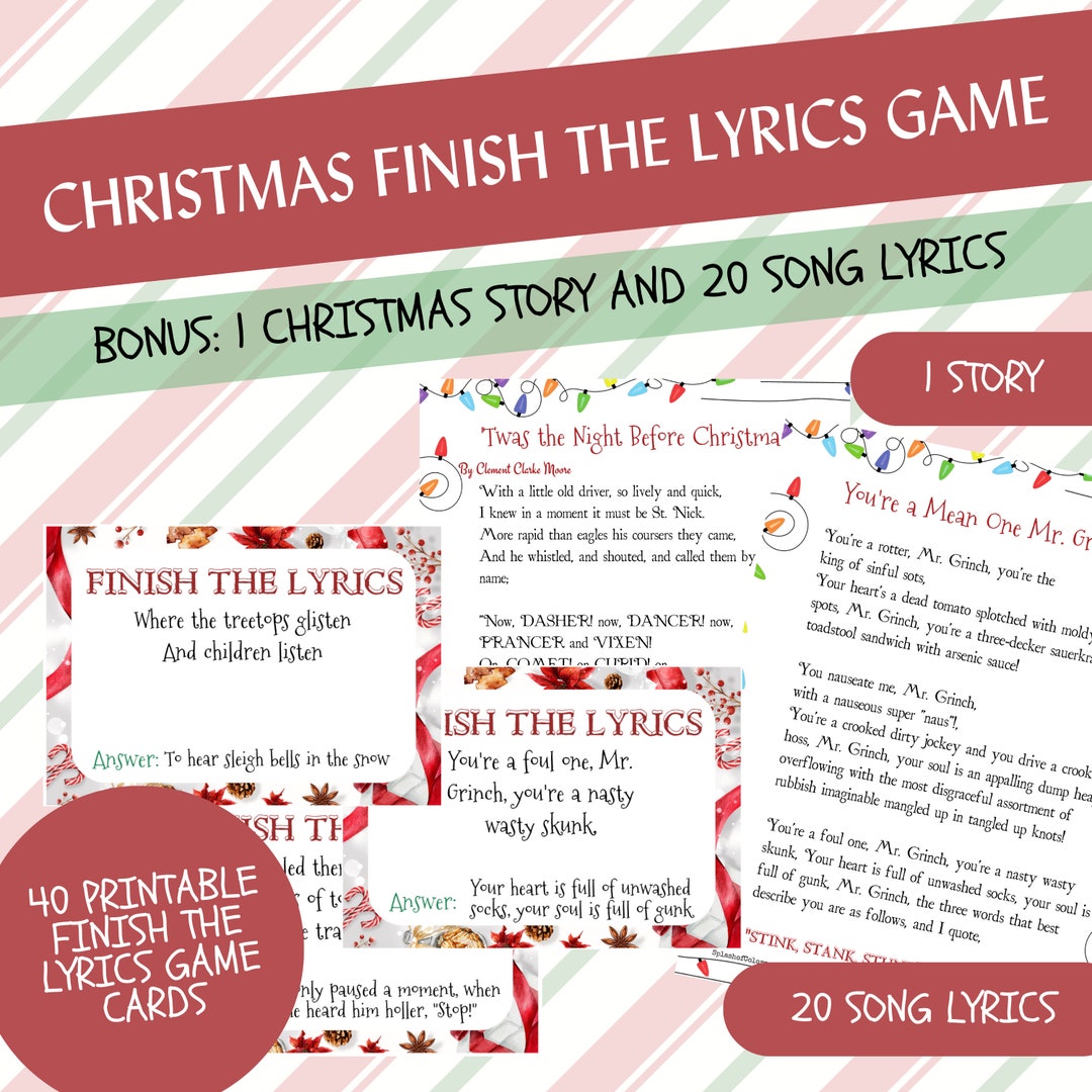 Christmas Finish the Lyrics Game, 20 Printable Classic Christmas Songs