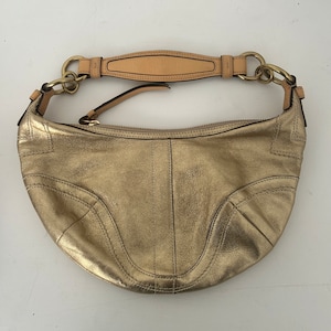 Vintage Coach Gold Leather Shoulder Bag