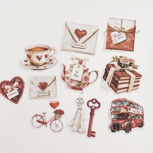 Adesivos para o Dia dos Namorados - Cartas de Amor e Motivo Romântico de Garota Urbana