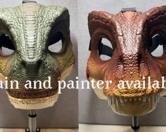 Dinomask uni ou peint, fursuit, masque de dinosaure blanc