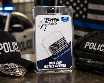Thin Blue American Flag Hat Clip Bottle Opener - Police and Law Enforcement Support