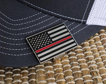 Thin Red American Flag Hat Clip Bottle Opener - Firefighter Retirement or Graduation Gift Idea