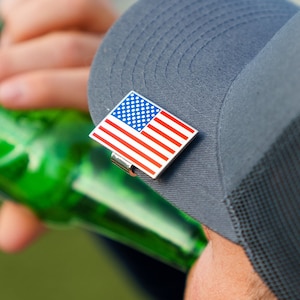 American Flag Hat Clip Bottle Opener - Red, White & Blue - Patriotic Fashion