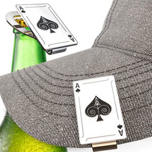 Ace of Spades Hat Clip Bottle Opener - Poker Night - Beer Lovers - Men&#39;s Gift Idea - Groomsmen Gifts - House of Cards - Birthday Present