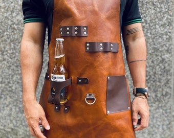 Personalized Leather Apron (BBQ, Blacksmith, Grill, Kitchen, Woodwork, Chef, Butcher, Handcraft, Gift For Him, Gift For Her