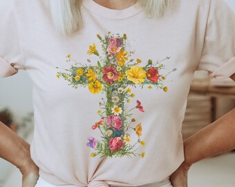 Wildflower Cross PNG Design: Floral Christian Clipart (Plus Shiplap PNG)