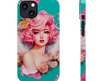Coquette iPhone Case: Pink Floral Girl Art - iPhone 15