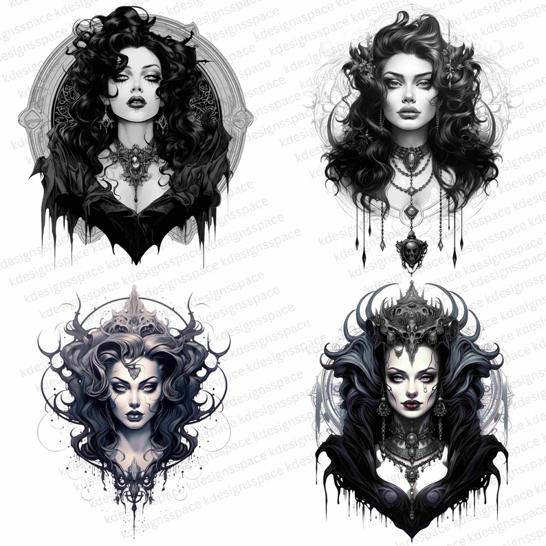Gothic Glam Goddess PNG Bundle: AI Generated Art (Digital Download) image 4