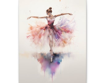 Ballerina Canvas Art Print | Bright Dance Wall Decor | Colorful Gallery Wrap Painting