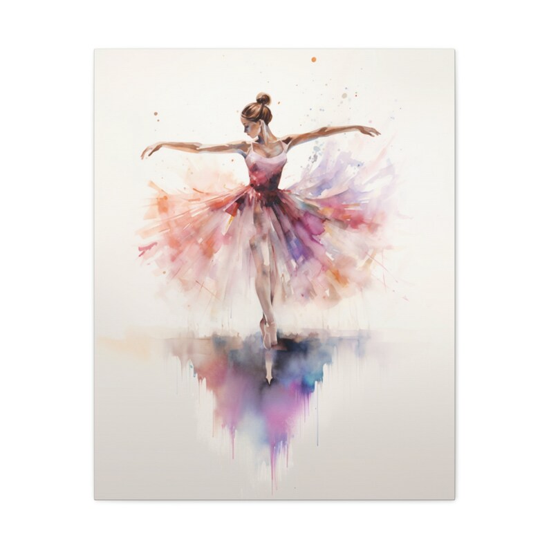 Ballerina Canvas Art Print | Bright Dance Wall Decor | Colorful Gallery Wrap Painting image 7