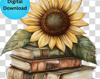 Sunflower Books PNG Clipart (Digital Download)