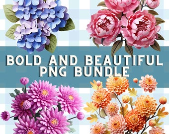 Birth Month Flower PNG Bundle: Bold Floral Clipart (Digital Download)