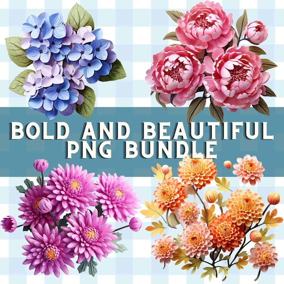 Birth Month Flower PNG Bundle: Bold Floral Clipart (Digital Download)