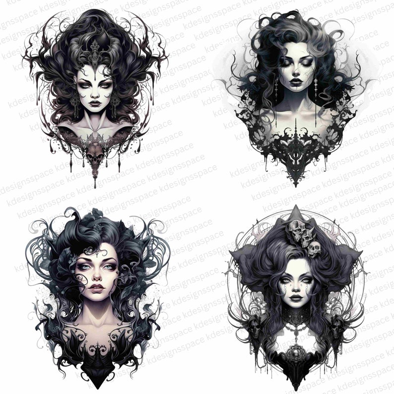 Gothic Glam Goddess PNG Bundle: AI Generated Art (Digital Download) image 6