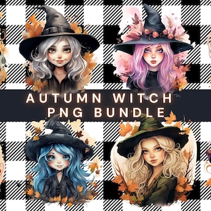 Autumn Witch Png File Bundle | 47 Downloadable Transparent Background Png Files, Halloween Png, Witch Clipart, Witch Clip Art, Witch PNG