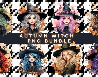 Autumn Witch PNG Clipart Bundle: 47 Whimsical Designs (Digital Download)