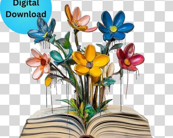 Book Flowers PNG: Academia Clip Art (Digital Download)