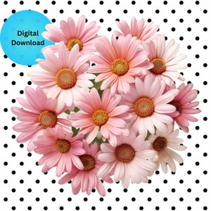 Pink Daisy Clipart: Gerber Flower PNG for Sublimation (Digital Download)
