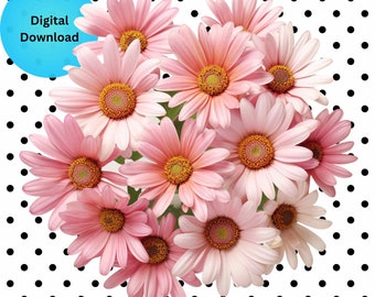 Pink Daisy Clipart: Gerber Flower PNG for Sublimation (Digital Download)