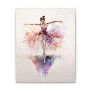 Ballerina Canvas Art Print | Bright Dance Wall Decor | Colorful Gallery Wrap Painting image 2