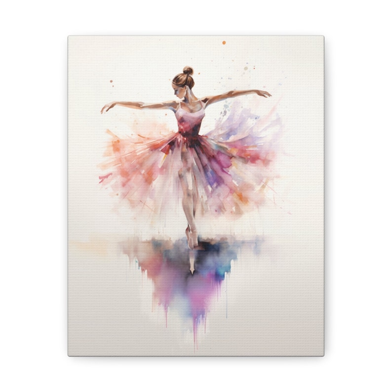 Ballerina Canvas Art Print | Bright Dance Wall Decor | Colorful Gallery Wrap Painting image 2