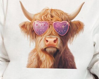 Valentine Highland Cow PNG: Printable Clip Art (Digital Download)