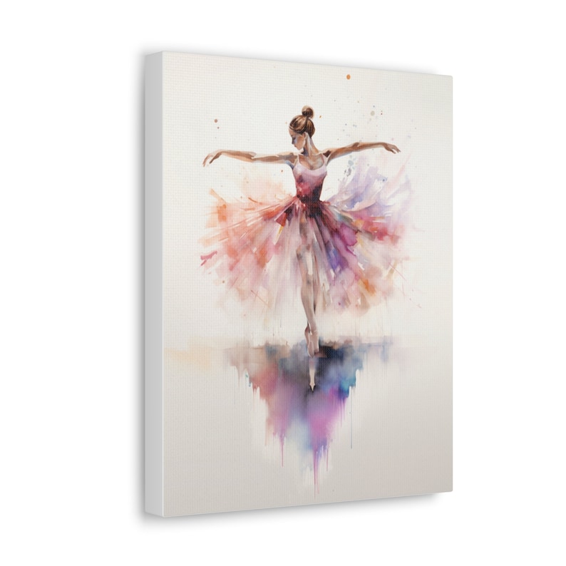 Ballerina Canvas Art Print | Bright Dance Wall Decor | Colorful Gallery Wrap Painting image 3