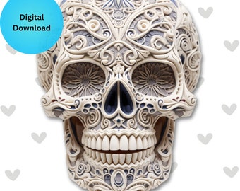 Intricate Skull PNG Design, Clip Art for Shirts (Digital Download)
