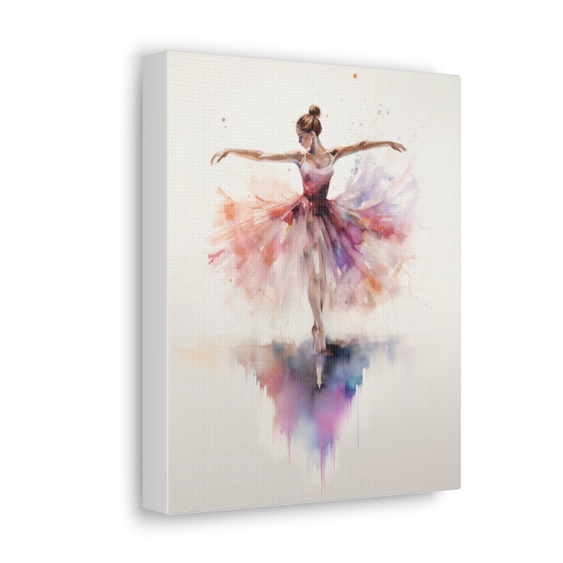 Ballerina Canvas Art Print | Bright Dance Wall Decor | Colorful Gallery Wrap Painting image 6