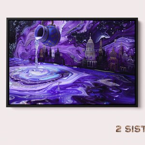 Obra de arte de la constelación de Acuario, lienzo de regalo de cumpleaños espiritual, impresiones de arte raras del zodíaco, estilo acrílico de carta de astrología de lienzo auténtico