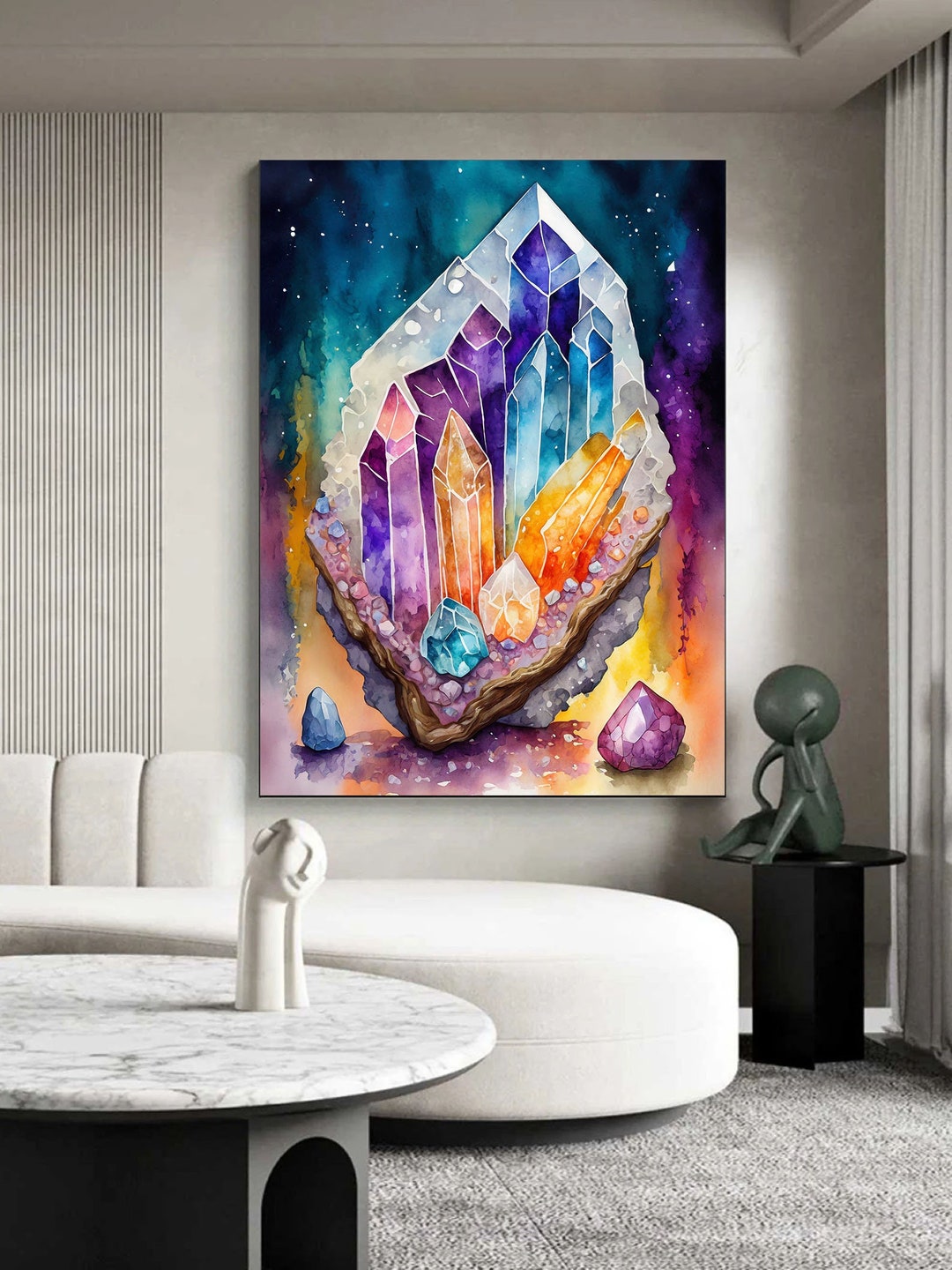 Chakra Energy Centers Spiritual Canvas-healing Crystals Wall Art ...