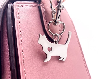 Cat Mom Purse Charm Kitty Kitten Jewelry Pet Owner Birthday Animal Lover Gift Keychain Bag Tag Zipper Pull