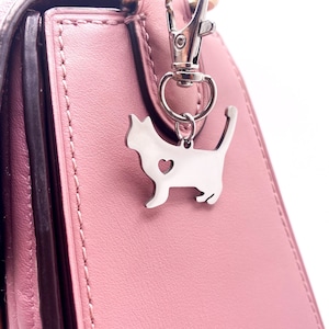 Cat Mom Purse Charm Kitty Kitten Jewelry Pet Owner Birthday Animal Lover Gift Keychain Bag Tag Zipper Pull