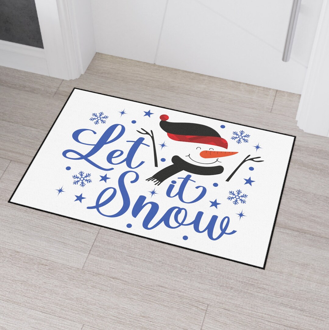 Let It Snow Christmas Entry Door Mat, Entry Rug, Christmas Rug, Holiday
