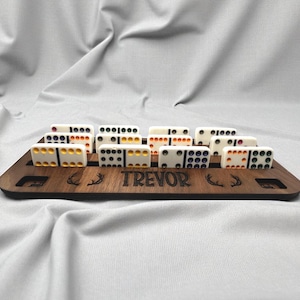Walnut Domino Tray: Handcrafted Wood Game Tile Holder