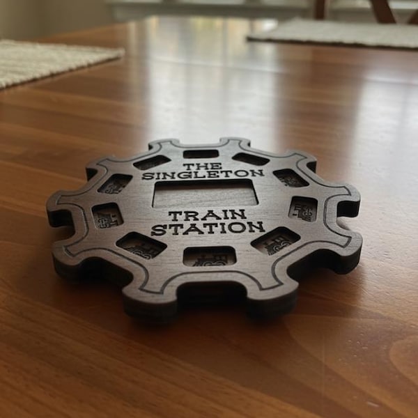 Personalized Mexican Train Domino Hub: Walnut & Basswood, 10 Player Game