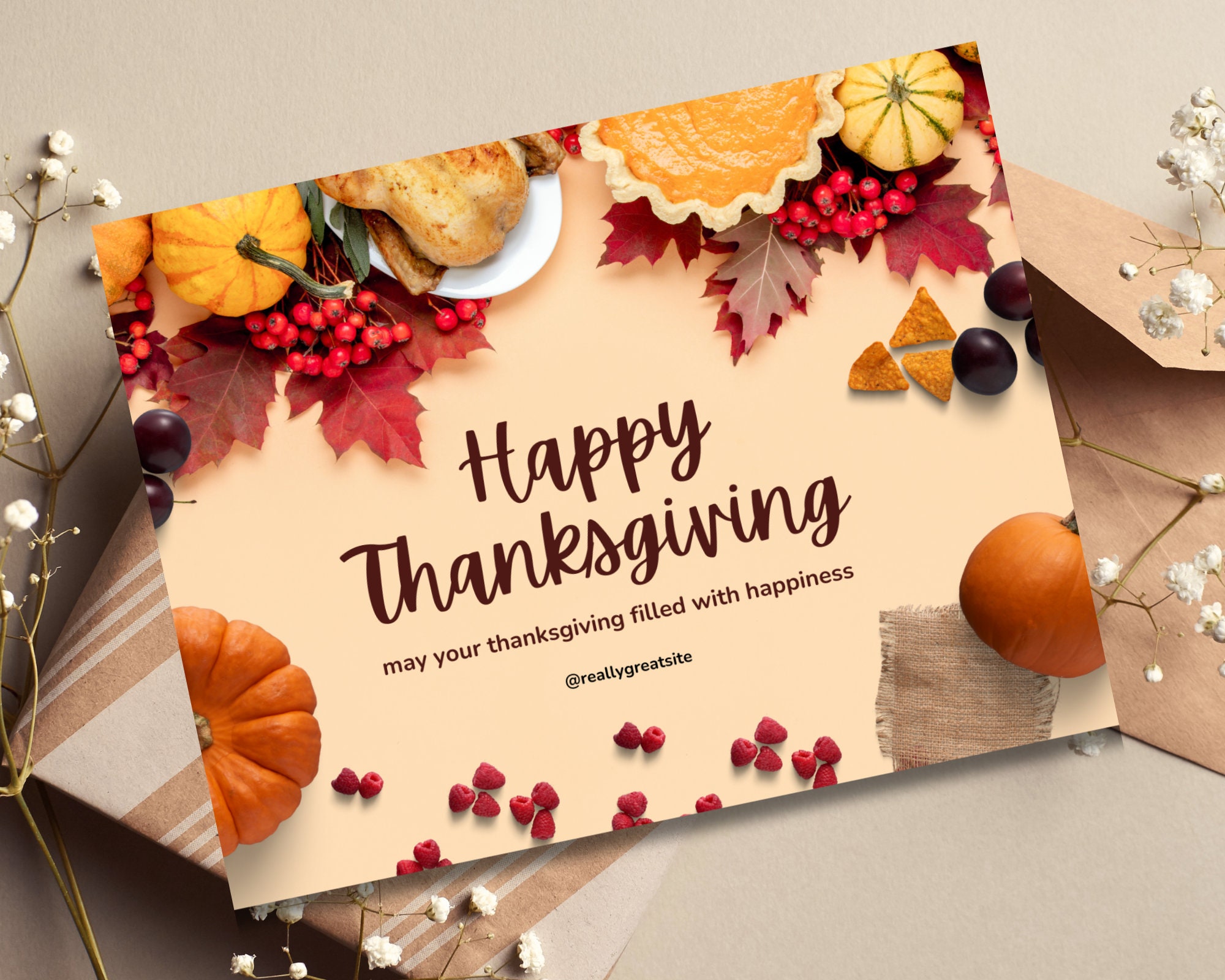 Editable Thanksgiving Invitation Card, Printable