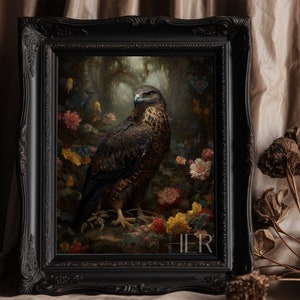 Falcon Floral Botanical Print, Moody Cottagecore Wall Art (Digital Download)