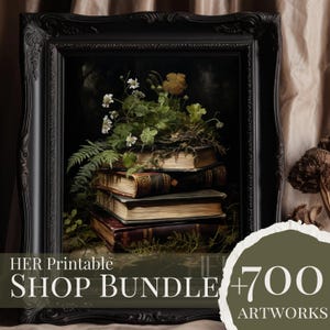 Dark Botanical Forest Art Shop Bundle | 700+ Vintage Academia, Cottagecore, Floral Prints (Digital Download)