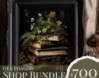 Dark Botanical Forest Art Shop Bundle | 700+ Vintage Academia, Cottagecore, Floral Prints (Digital Download)