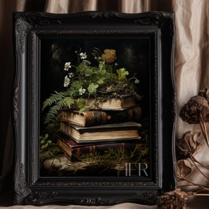 Botanical Books Printable Wall Art: Dark Academia Cottagecore Decor (Digital Download)