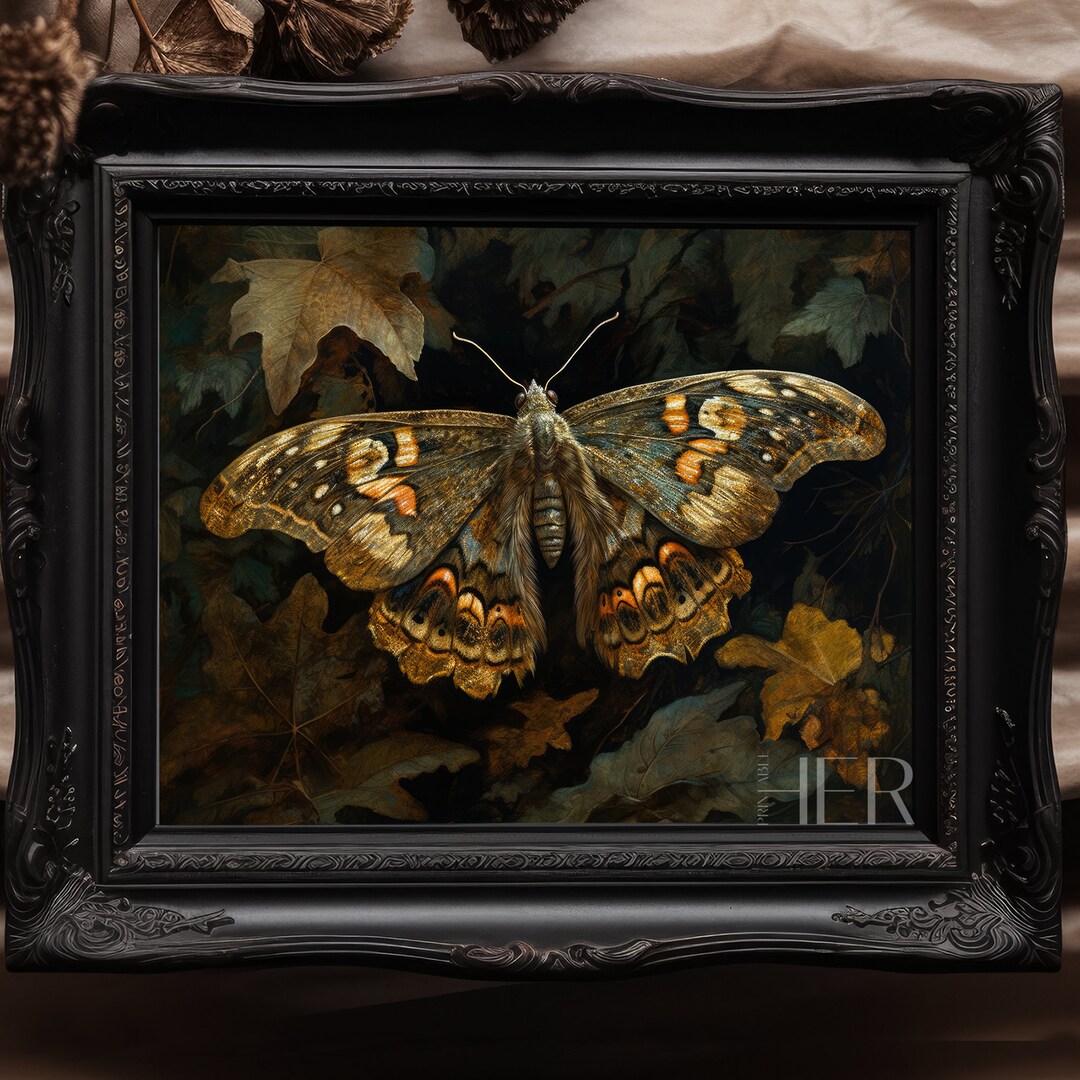 Dark Academia Moth Print | Gothic Cottagecore Wall Art (digital ...
